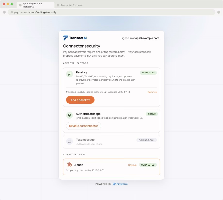 Colour on actions direction: the existing page with colour only on the logo and buttons